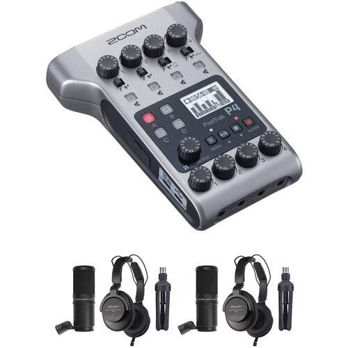 Kit de Podcast c/ interface Zoom PodTrak P4, 2 mic Zoom ZDM-1, 2 Fones de ouvidos Zoom ZHP-1 e mais - RKV IMPORTS